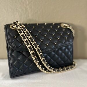 Rebecca Minkoff Studded Quilted Mini Affair Convertible Crossbody Bag Black